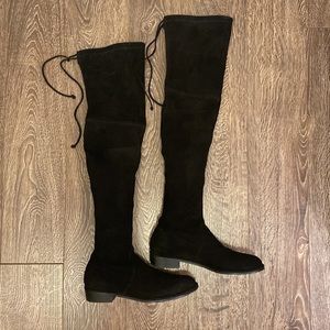Stuart Weitzman Lowland Suede OTK Boots in Black 6.5